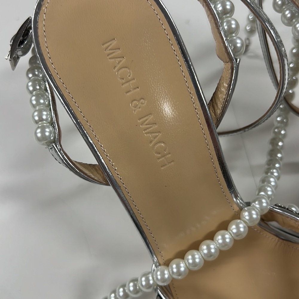 MACH & MACH Silver Crystal Embellished Heels new 38.5 - Picture 2 of 4